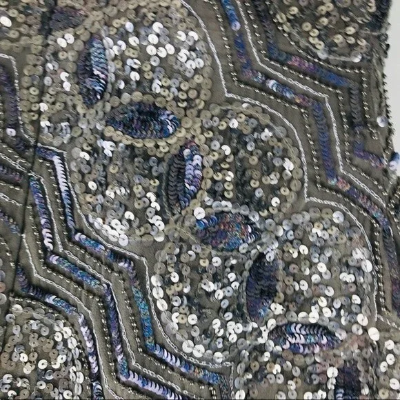 SCALA Sequin Beaded Embellished Chain Metallic Strapless Cocktail Prom Dress 0 - Picture 10 of 10